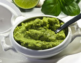Guacamole in porcelain sauceboat